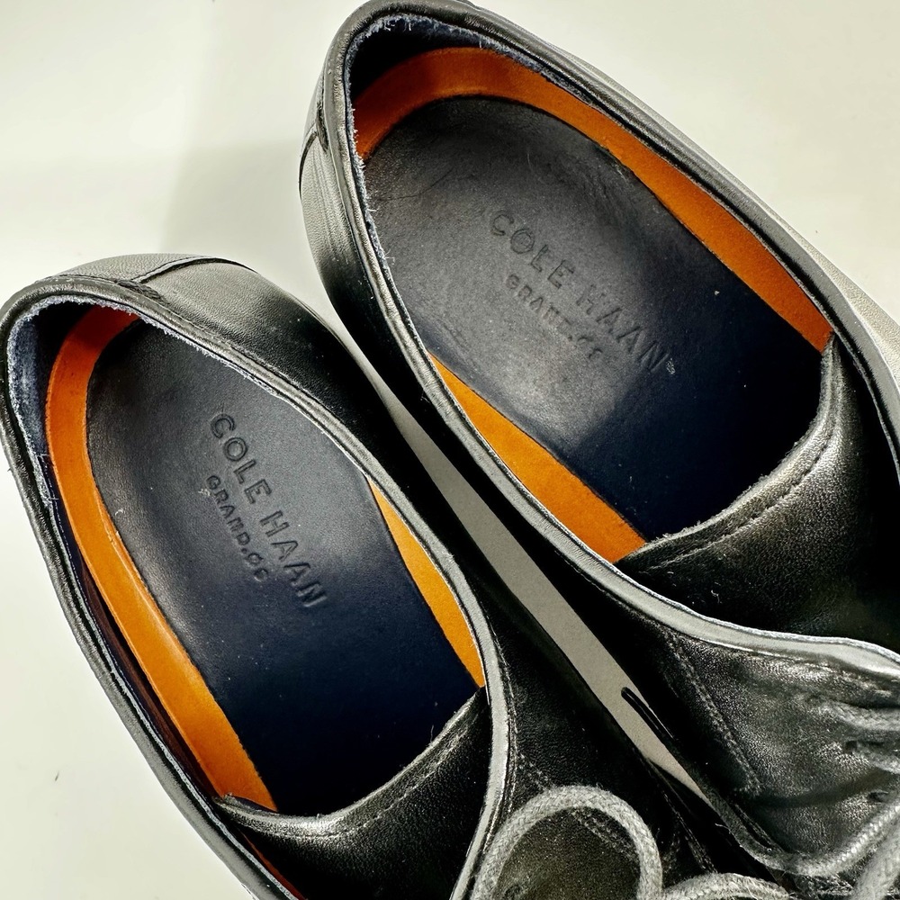 Cole Haan Mens Black Leather Cap Toe Derby Dress Shoes Grand.OS Size 9.5 M - Picture 7 of 11